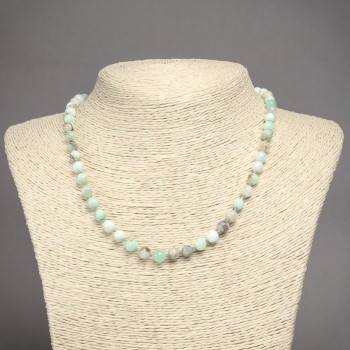 Larimar natural stone necklace with smooth beads, 6mm diameter, length 45 cm ±