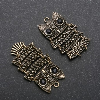 Owl pendant, bronze color, 48×26 mm