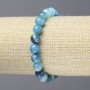 Blue Agate Elastic Bracelet - Smooth Bead, 8mm Diameter+