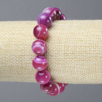 Elastic bracelet Raspberry Agate smooth beads, 12mm diameter+