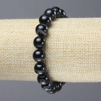 Elastic bracelet with natural agate beads, smooth, 10 mm diameter+