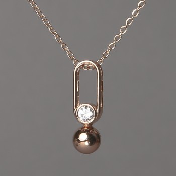 Xuping Chain with 18K Gold Plating and White Crystal Pendant 23x7 mm, thickness 1.6 mm, length 45-50 cm