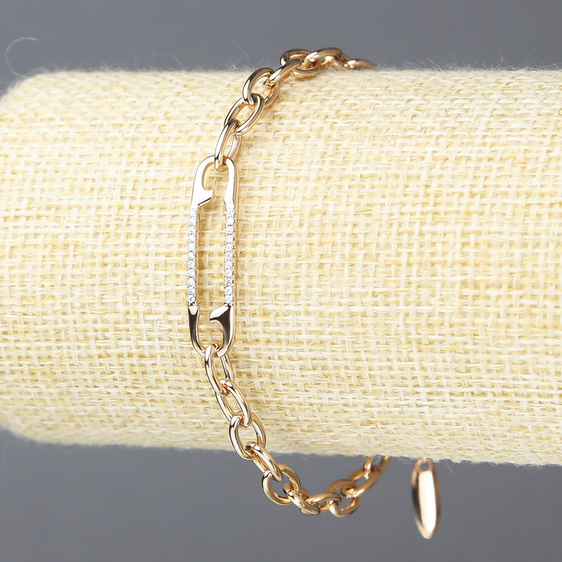 Xuping Bracelet 18K Gold Plating with White Crystals