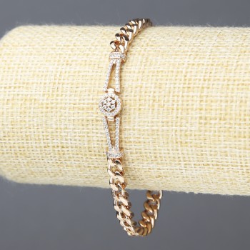 Xuping Bracelet 18K Gold Plating with White Crystals, thickness 5.5 mm, length 17-19 cm