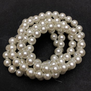 Monofilament beads, White Mallorca acrylic, 10 mm diameter, 105 cm length, 110 beads