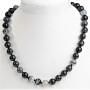 Gray Agate Necklace with Smooth Bead, 12mm diameter, 45cm length