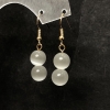 White cat's-eye gemstone earrings, diameter 10 mm+-, length 42 mm+