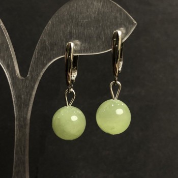 Onyx Earrings, 12 mm diameter ±, 35 mm length ±, silvery metal