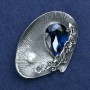 Brooch 'Shell' with Crystal and Bead, Silvery Metal 60x45mm +