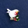 Bird Brooch in Golden Metal and Enamel 40x26mm +