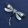 Dragonfly Brooch in Silvery Metal and Enamel, 70x50mm +