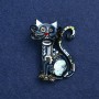 Brooch 'Kitten' silver-tone metal and enamel 47×37 mm +