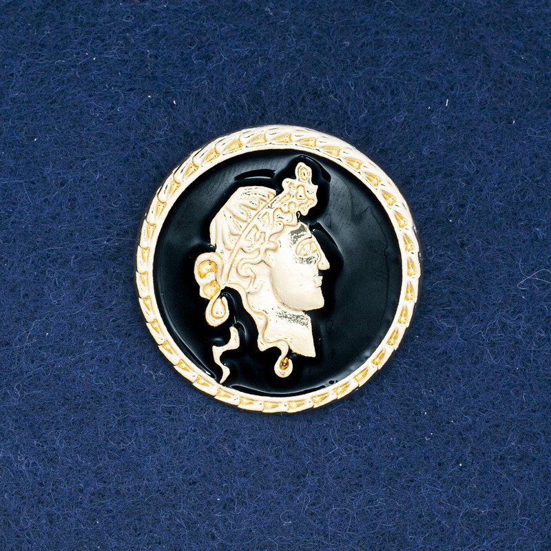 Cameo brooch in gold-toned metal and enamel 34mm +