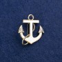 Anchor brooch in gold-tone metal, with mother-of-pearl and crystals, 30x28 mm +