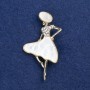 Brooch 'Lady in a Hat' with golden metal, mother-of-pearl and crystals 48×27 mm +