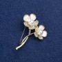Brooch 'Flowers' with golden metal, mother-of-pearl, crystals and beads, 44x35mm +