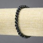 Elastic bracelet with natural black agate faceted bead, 6mm diameter+