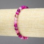 Elastic bracelet with raspberry agate natural stone, faceted bead, 6mm diameter