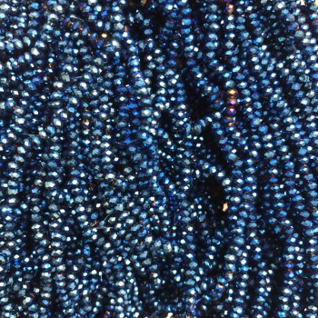Blue Faceted Czech Crystal Beads on Beading Wire with Blue Coating, 3x2.5 mm, length 36 cm