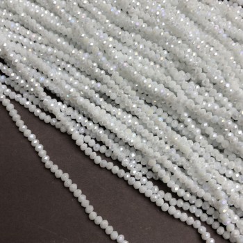 Beads Czech Crystal on thread, pearl-matte with gasoline iridescence, faceted rondelle, diameter 3x2.5 mm, length 36 cm