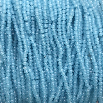 Beads Czech Crystal on Fishing Line - Sky Matte, Faceted Rondelle, Diameter 3×2.5 mm, Length 36–38 cm