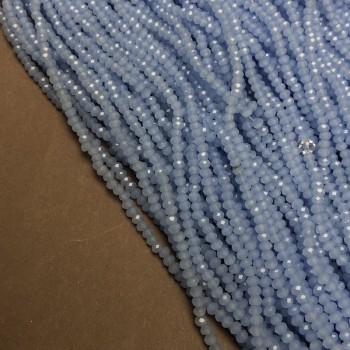 Beads Czech Crystal on thread, cornflower blue matte, faceted rondelle, diameter 3×2.5 mm, length 36–38 cm