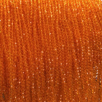 Beads Czech Crystal on thread Orange Transparent Faceted Rondelle, Diameter 3 x 2.5 mm + -, Length 36-38 cm +