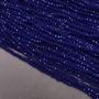 Beads Czech Crystal on beading thread dark blue matte faceted rondel, diameter 3x2.5 mm + -, length 36-38 cm +