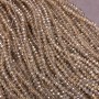 Beads Czech Crystal on Beading Thread Champagne Transparent with Petrol Iridescence, Faceted Rondelle, Diameter 3.5×3 mm, Length 36-38 cm