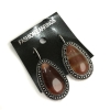 Discounted Carnelian Earrings, setting 'dot cross', teardrop stone 3×2 cm, length 4 cm