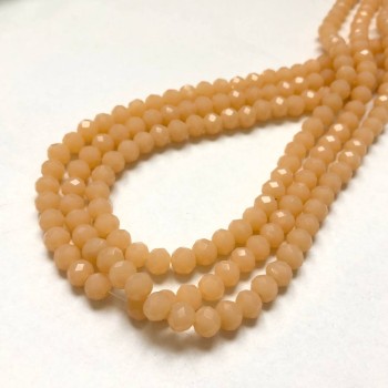 Beads Czech Crystal on thread, powder pink matte, faceted rondelle, diameter 6x4.5 mm, length 38-40 cm