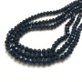 Dark blue Czech crystal beads on beading thread, matte-faceted rondelle, 6x4.5 mm diameter, length 38-40 cm