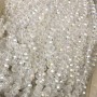 Beads Czech Crystal on beading thread, white transparent with petrol tint, faceted rondelle, diameter 6x4.5 mm, length 38-40 cm +