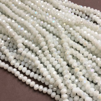 Beads Czech Crystal Pearl Matte with Gasoline Hue, Faceted Rondelle, 8×6 mm, Length 39 cm