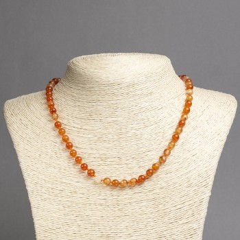 Carnelian Necklace with Smooth Beads, Diameter 6(±)mm, Length 45cm+