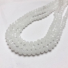Milky White Matte Czech Crystal Beads on Thread, Faceted Rondel, 8x6 mm Diameter, Length 40-42 cm