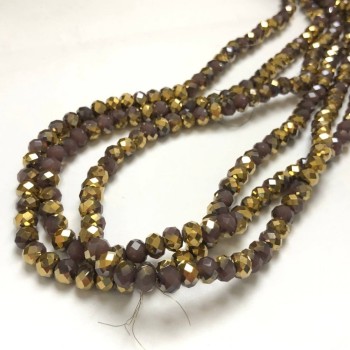 Beads Czech Crystal on thread assorted lilac matte with coating, faceted rondel, diameter 8x6 mm + -, length 40-42 cm +