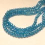 Beads Czech Crystal on beading thread blue with petrol tint, transparent faceted rondelle, 8x6 mm diameter, length 40-42 cm + -