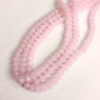 Beads Czech crystal on thread, soft pink matte faceted rondelle, diameter 8x6 mm + -, length 40-42 cm +
