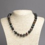 Natural banded brown agate necklace with smooth beads, 12 mm diameter, 45 cm length ±