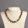 Natural Green Eye Agate Necklace with Smooth Beads, 12mm Diameter, 45cm Length