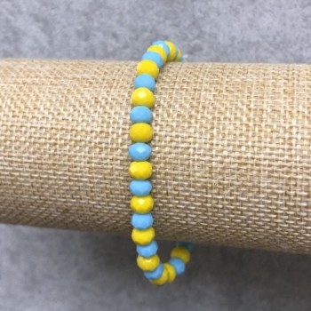 Elastic bracelet with Czech crystal Ukraine, faceted rondel, diameter 6x4 mm, length 18 cm