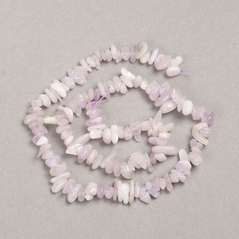 Kunzite natural stone chip beads on thread, 8x3mm, length 39 cm