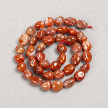 Beads on a string, natural stone Carnelian faceted rondelle, 8×10 mm +