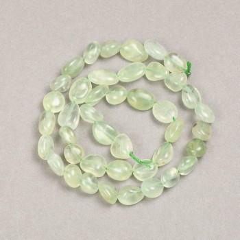 Beads on thread, natural Prehnite, faceted, 10x8 mm, length 38 cm