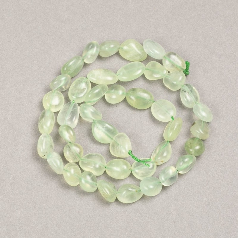 Beads on thread, natural Prehnite, faceted, 10x8 mm, length 38 cm