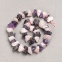 Beads on Thread, Rough Stones — Assorted Amethyst and Rose Quartz, Faceted, 13x8 mm (±), Length 41 cm