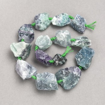 Unpolished fluorite beads, blank on thread, gal'tivka, diameter 20×25 mm (±), length 42 cm