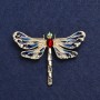 Butterfly Brooch in gold-tone metal, enamel and crystals 44x60mm +