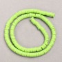 Flat round beads made of polymer clay, lime green, diameter 6x1 mm, length 40 cm